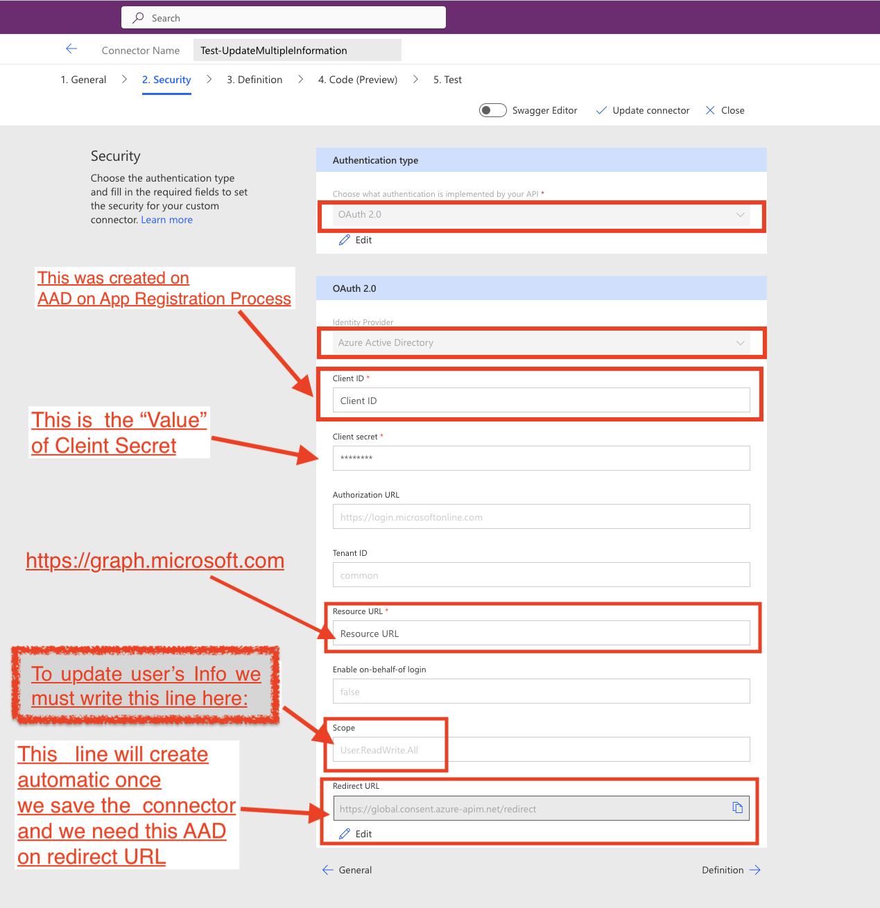 Power Platform Custom Connector with Graph API to Update User ...